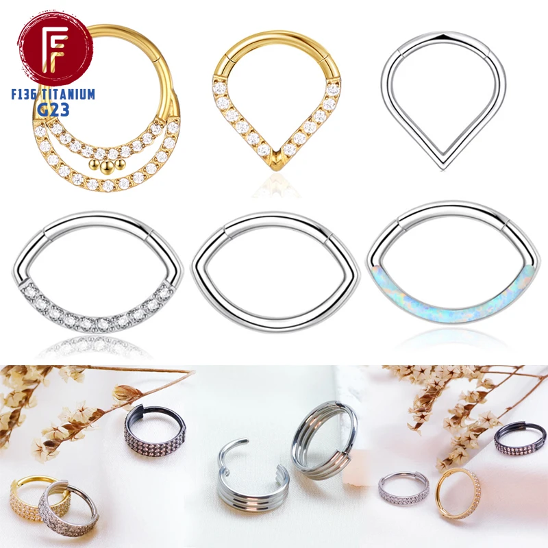 Septum Clicker Ring - F136 Titanium Nose Ring Hoop Earrings