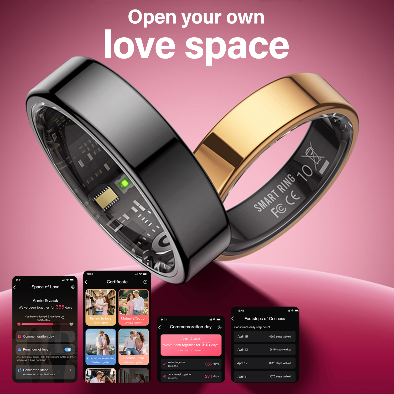 Daith Heart Ring - Smart Couple Ring Heart Rate Sleep