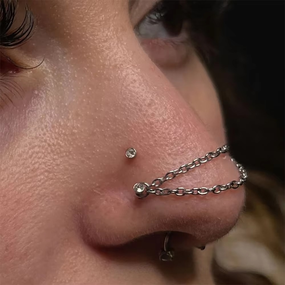 Body Jewelry Ear - Titanium Nose Chain Double Chain Three