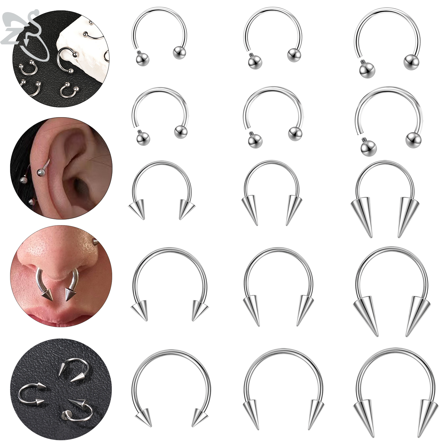 Zs Body Jewelry - ZS 1PC 16G/18G Spike Nose Rings