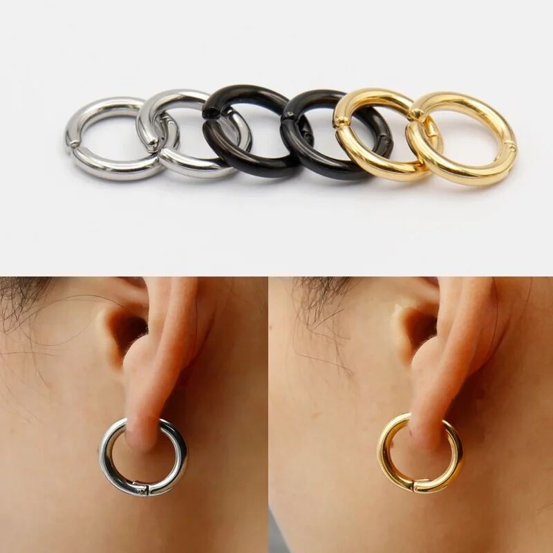 Body Jewelry Ear - 2/6Pcs Fake Huggie Hoop Earrings for