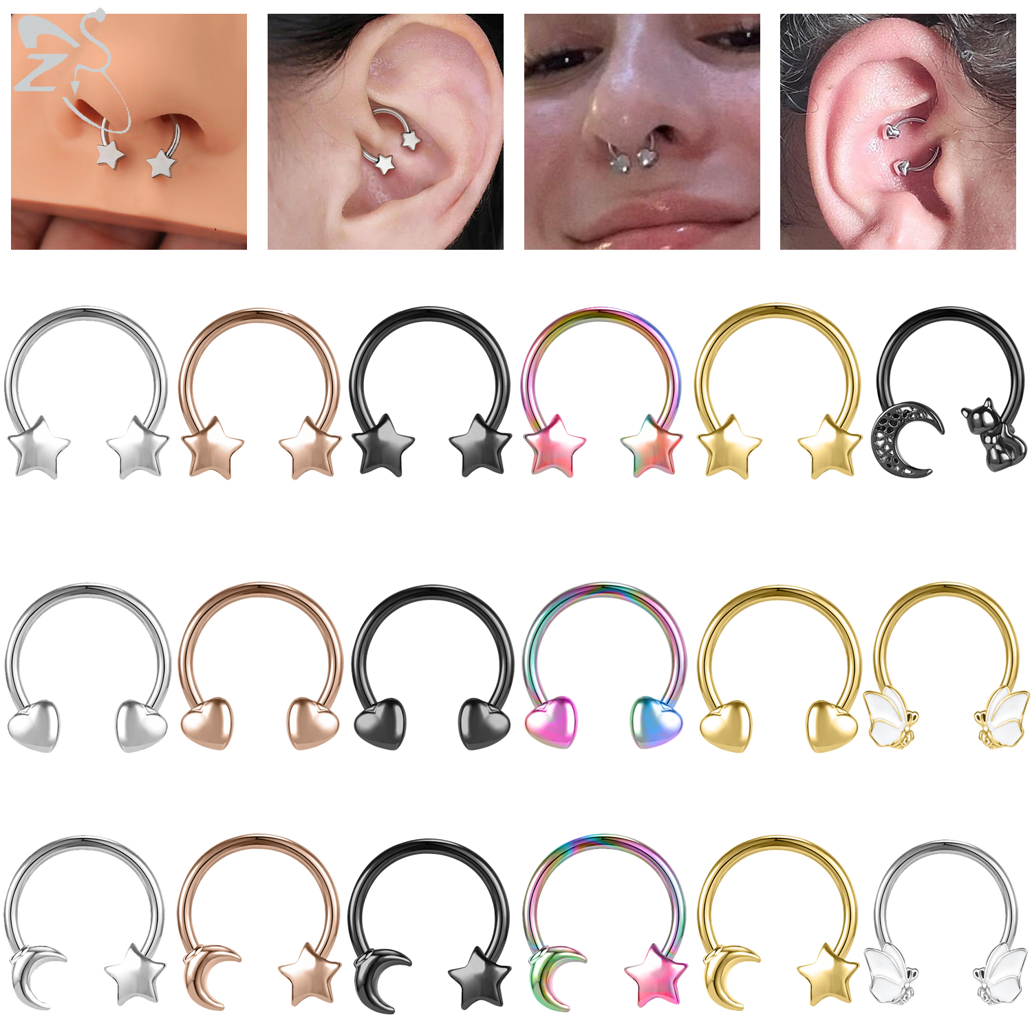 Zs Body Jewelry - ZS 1PC 16G Star Heart Septum