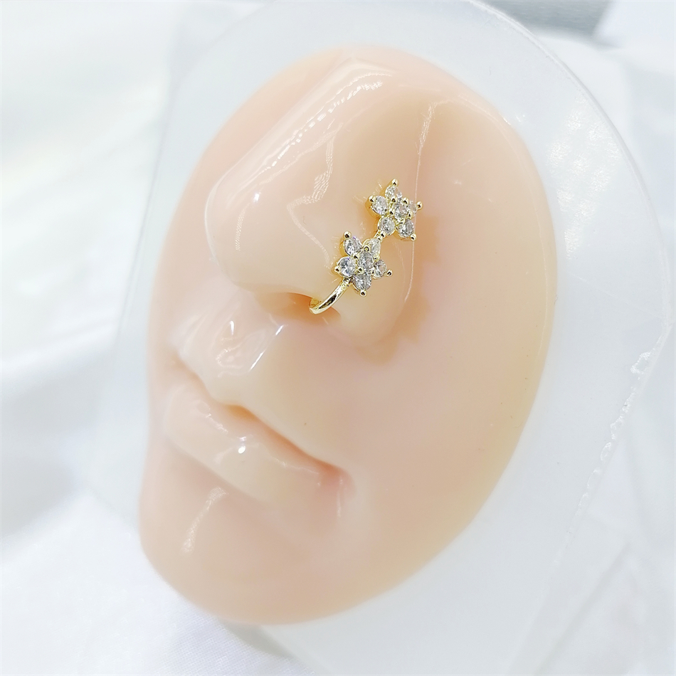 Body Jewelry Ear - 1pc 2 Crystal Flowers Ear Cuff
