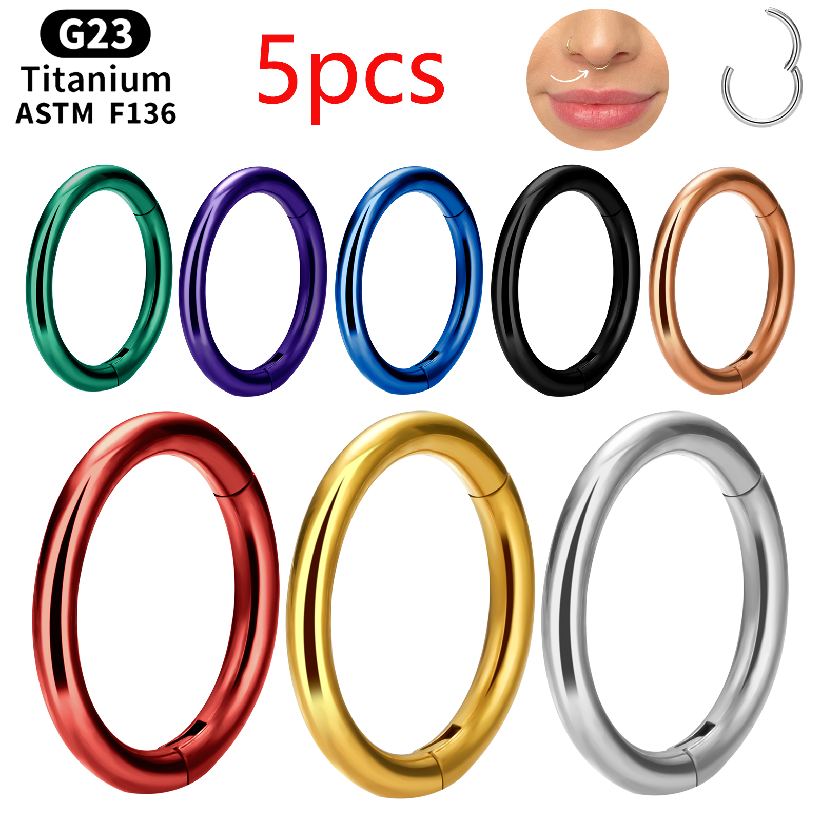 5pcs G23 Titanium Piercing sex - Septum Clicker Ring recensie en prijs