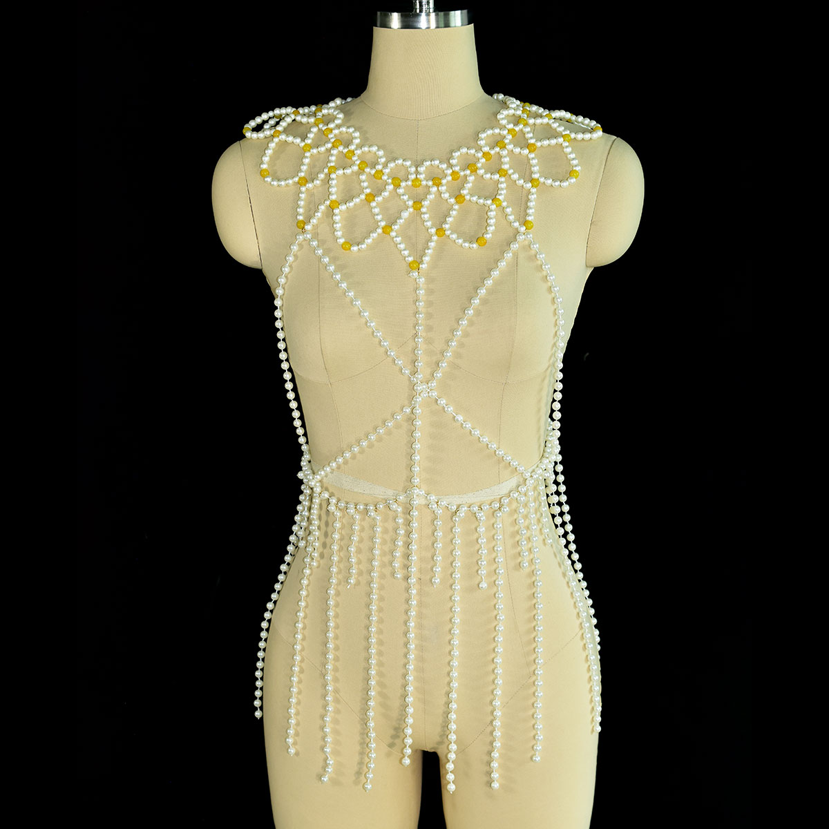 Fashion Faux Pearl Body Jewelr - Yellow Body Jewelry recensie en prijs