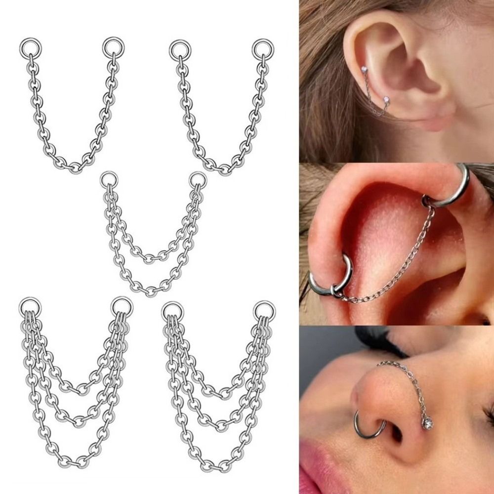 Titanium Nose Chain Three Laye - Body Jewelry Ear recensie en prijs