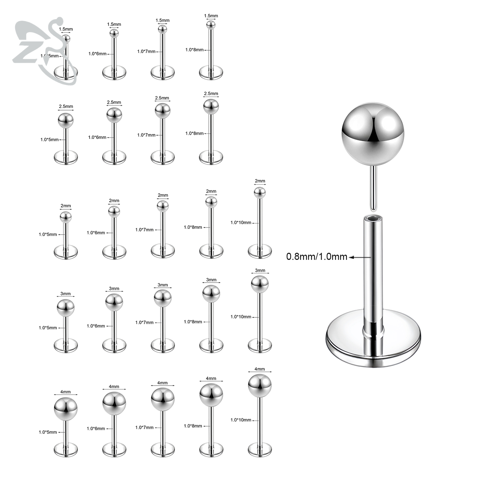 ZS 10 Pcs/lot Plug-In Style 18 - Zs Body Jewelry recensie en prijs