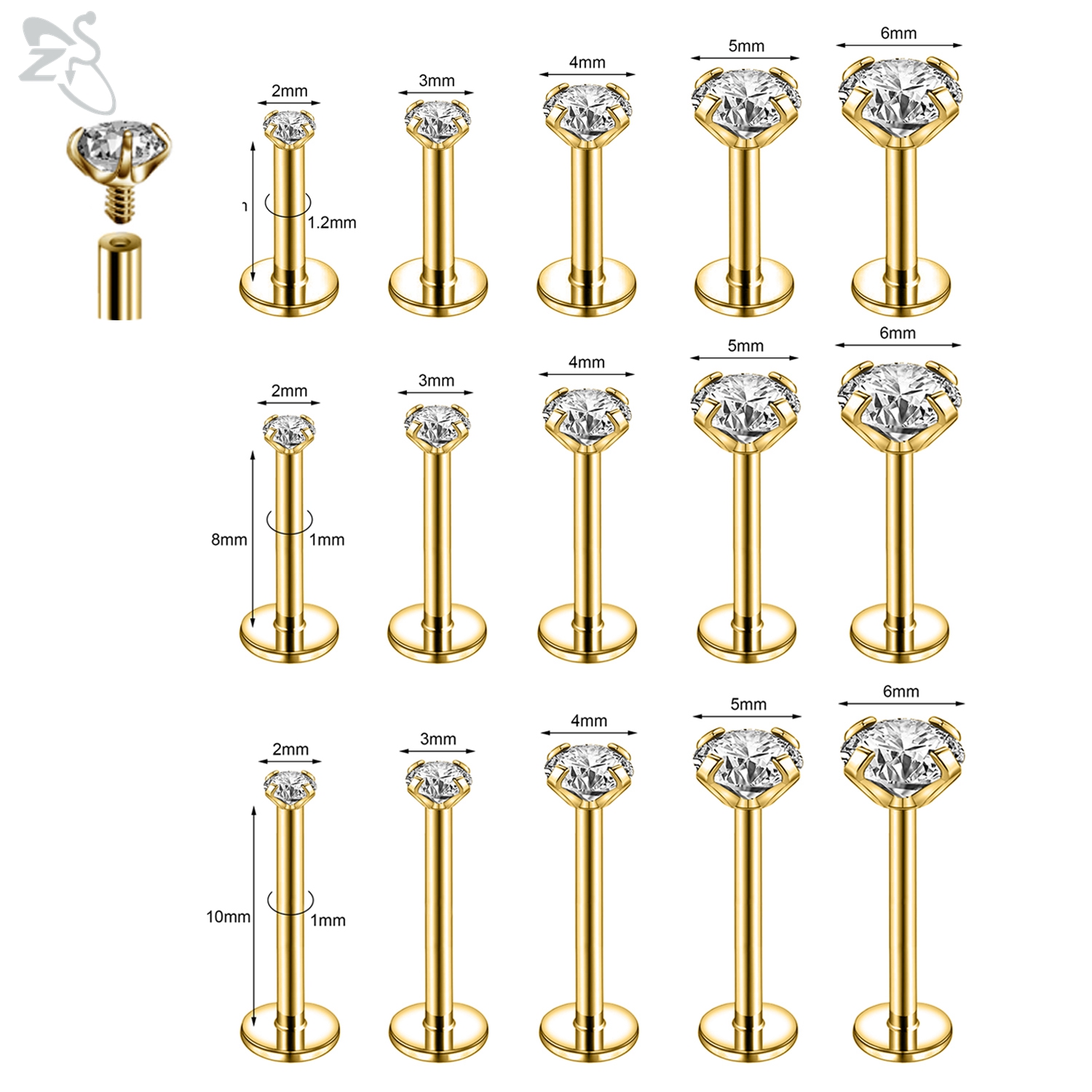 AOEDEJ 10Pcs/Lot Gold Color 16 - Zs Body Jewelry recensie en prijs