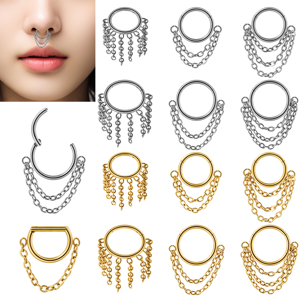 1pcs Surgical Steel Chain Dang - Septum Clicker Ring recensie en prijs