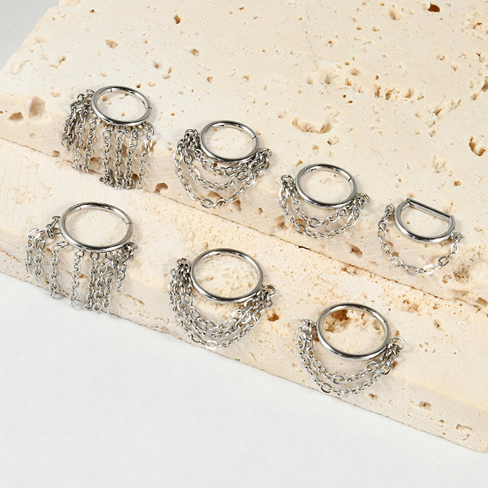 1pcs Surgical Steel Chain Dang - Septum Clicker Ring recensie en prijs