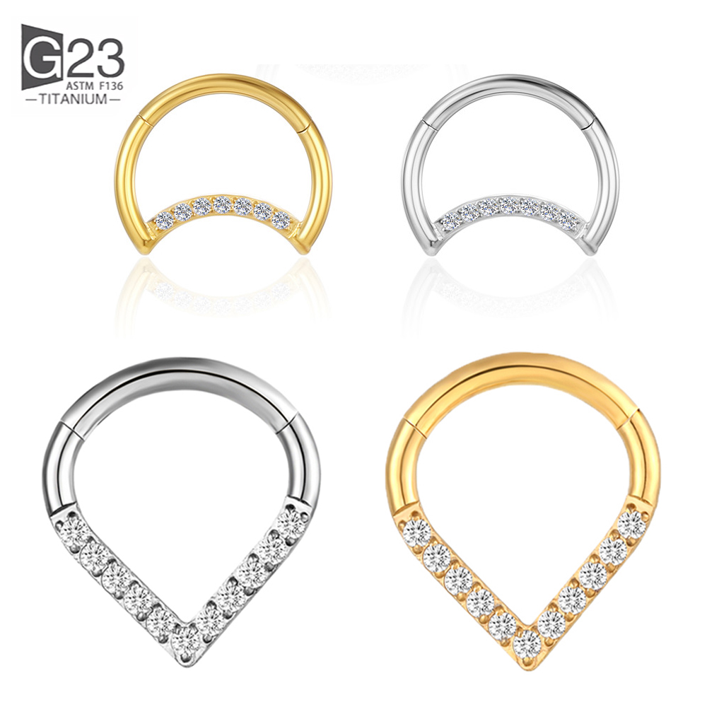 F136 Titanium Hinged Tear Drop - Septum Clicker Ring recensie en prijs