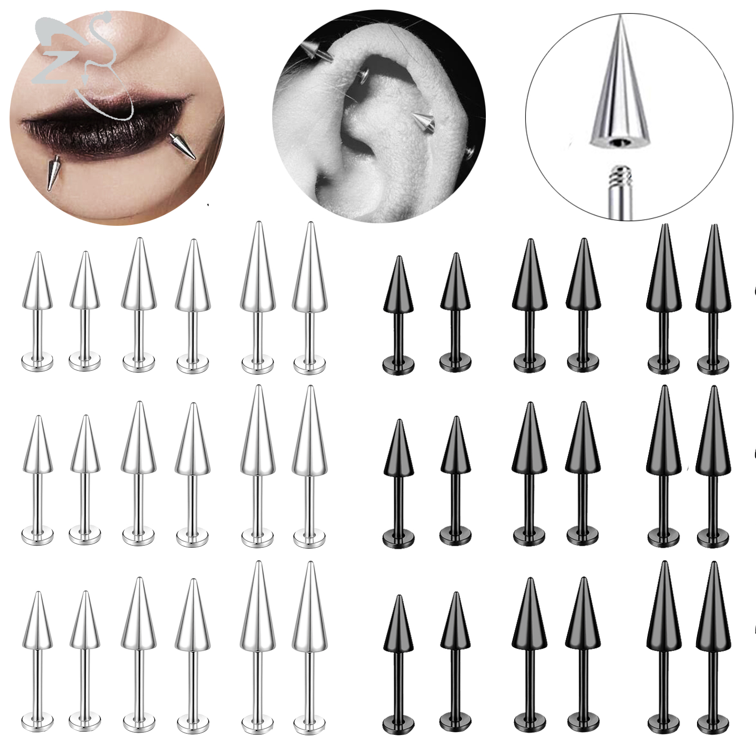 ZS 3pcs/lot 16g Cone Spike Lab - Zs Body Jewelry recensie en prijs