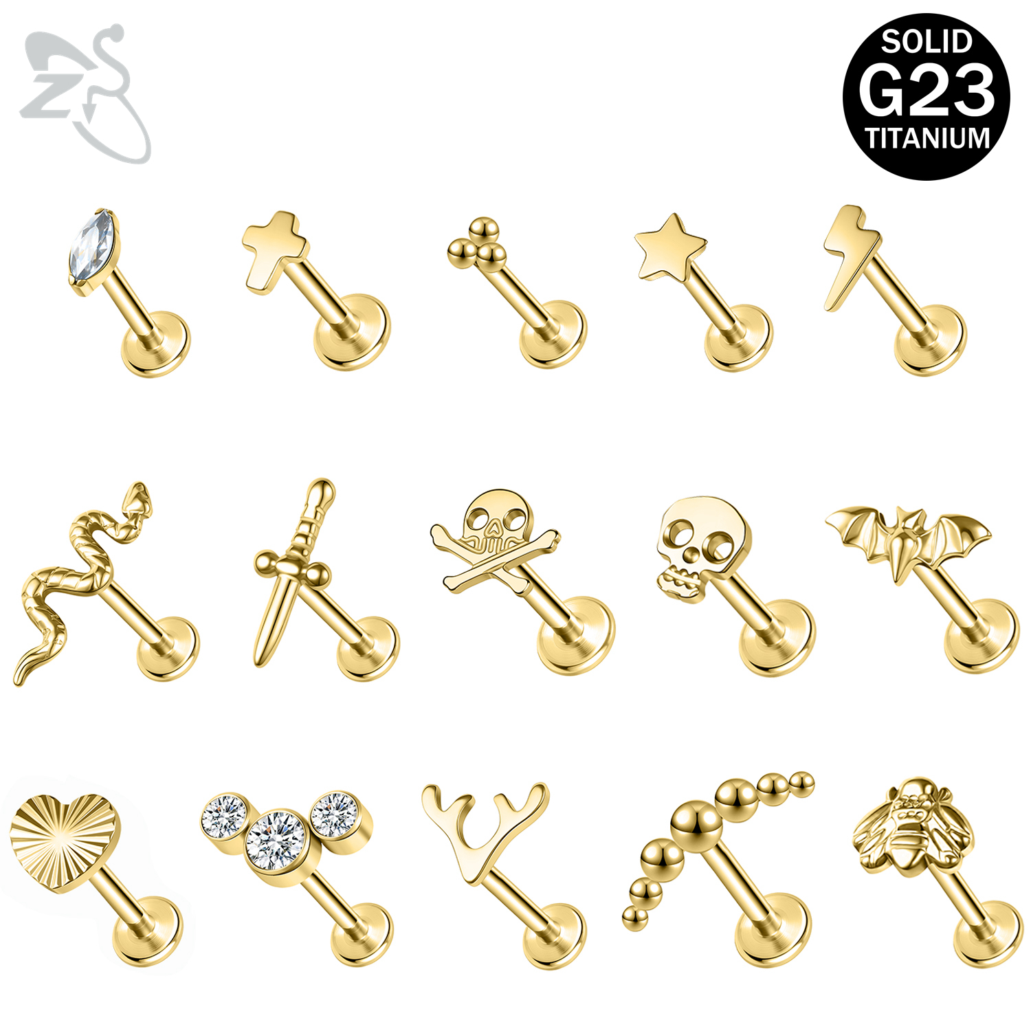 ZS 1 PC Gold Color 16G F136 G2 - Zs Body Jewelry recensie en prijs