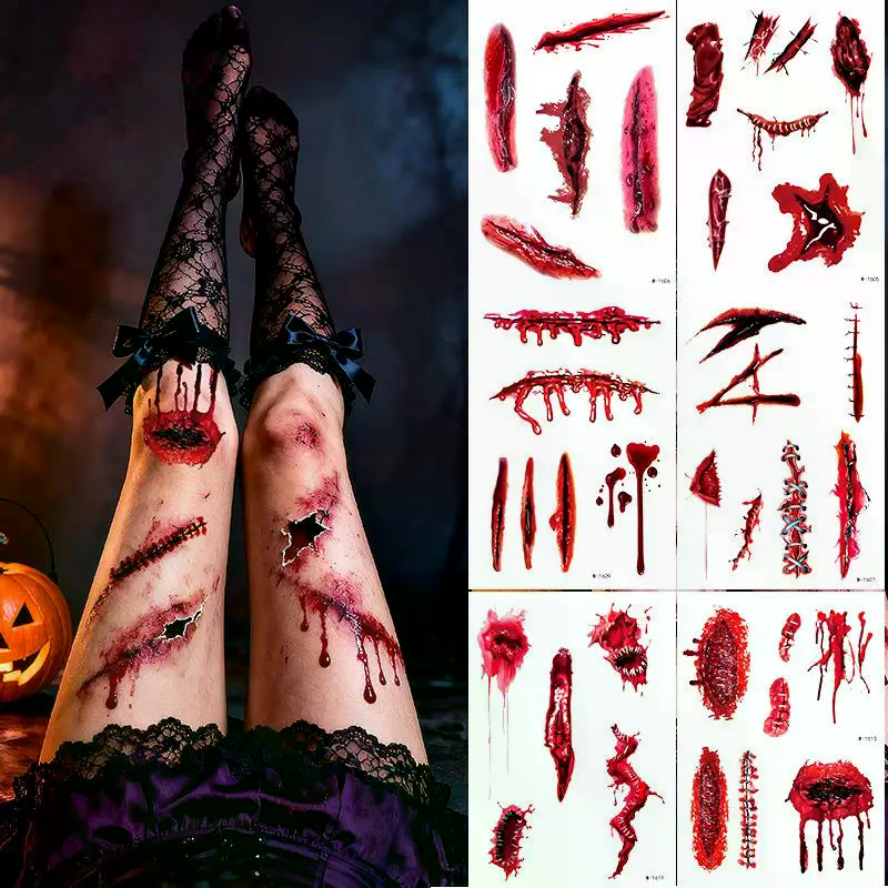 1 Sheets Halloween Scar Tattoo - Body Jewelry Tattoo recensie en prijs