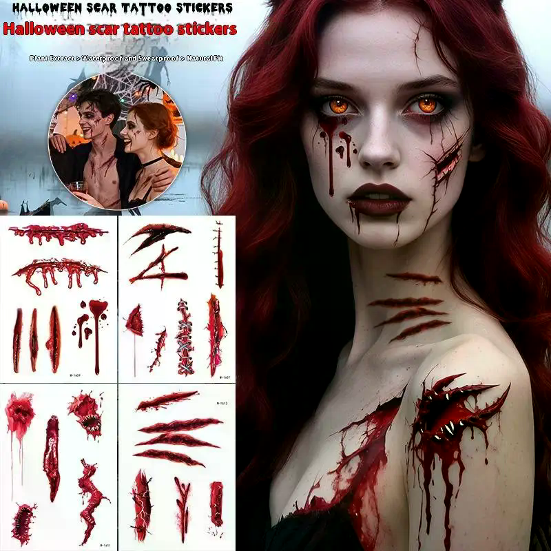 1 Sheets Halloween Scar Tattoo - Body Jewelry Tattoo recensie en prijs
