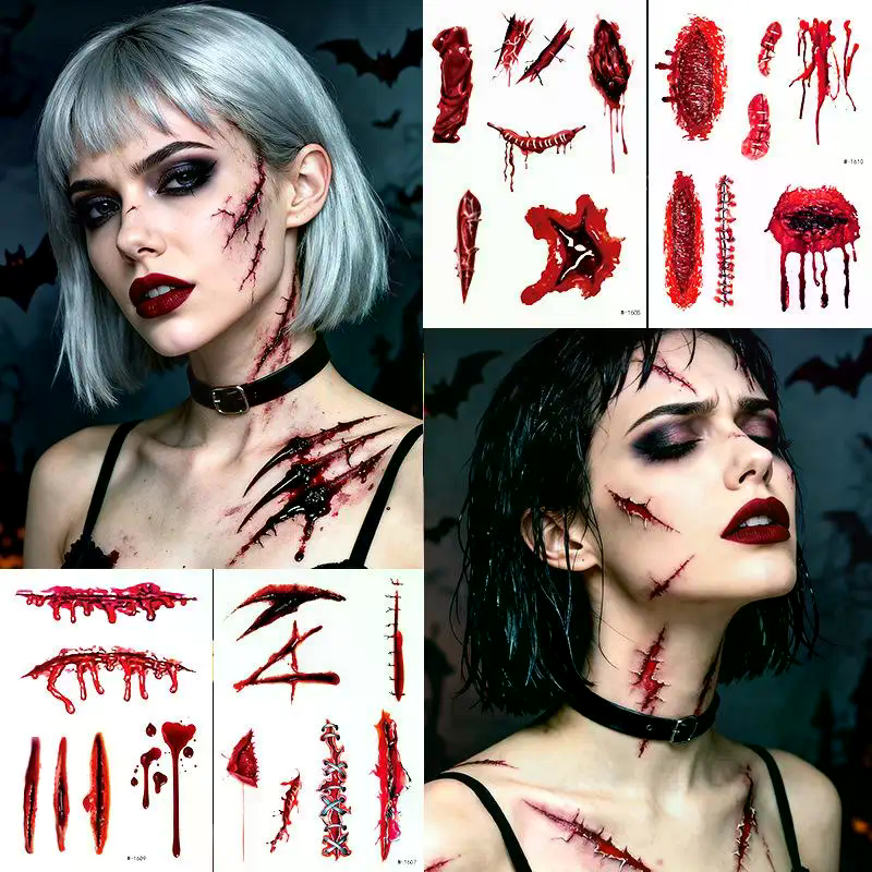 1 Sheets Halloween Scar Tattoo - Body Jewelry Tattoo recensie en prijs
