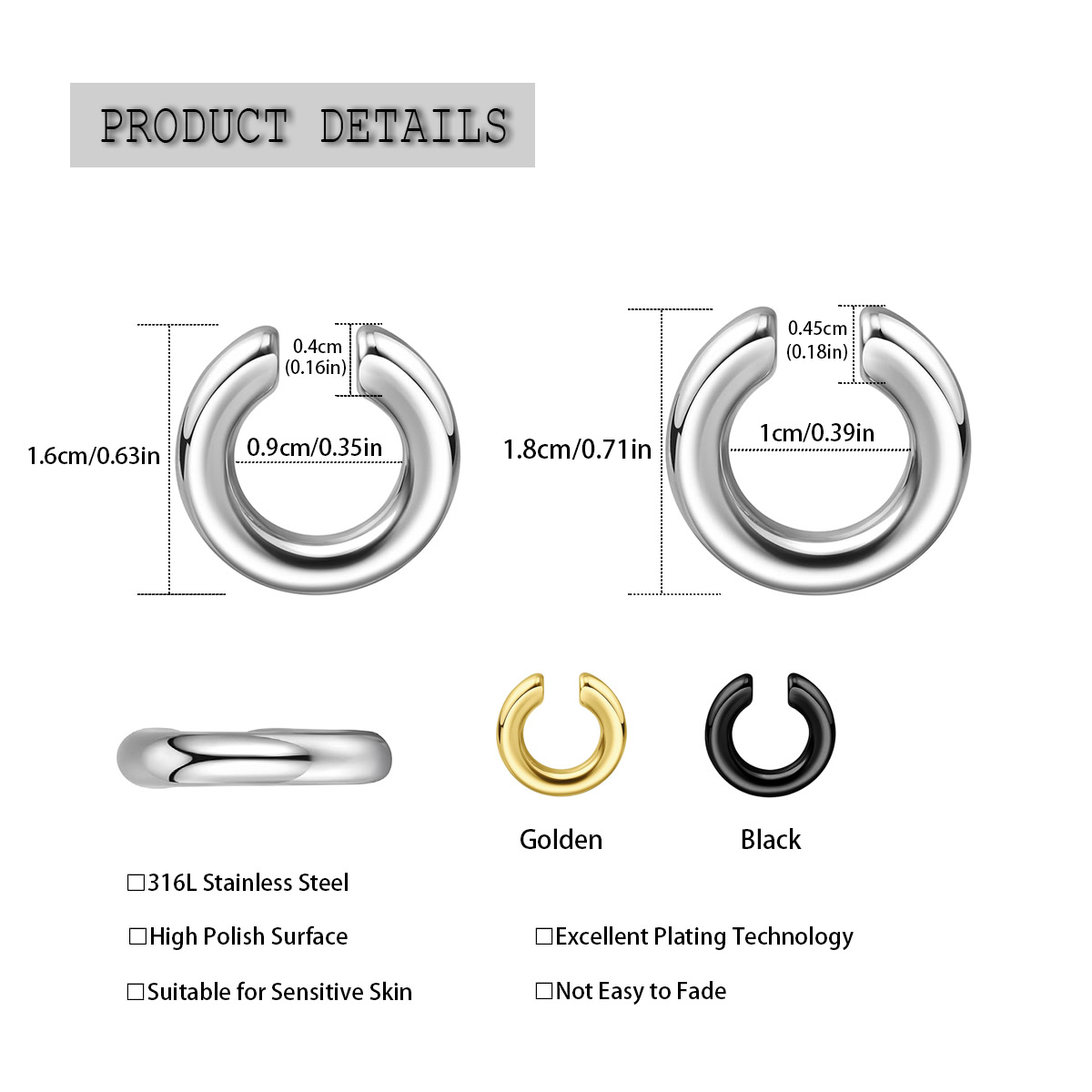 1pc Exaggerated c-Shaped Non-P - Body Jewelry Ear recensie en prijs