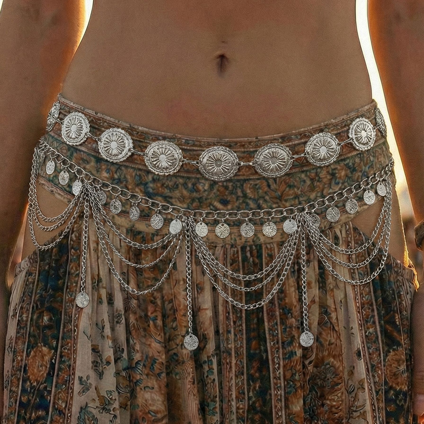 Vintage Tribal Coin Fringe Wai - Body Jewelry Gold Plated recensie en prijs