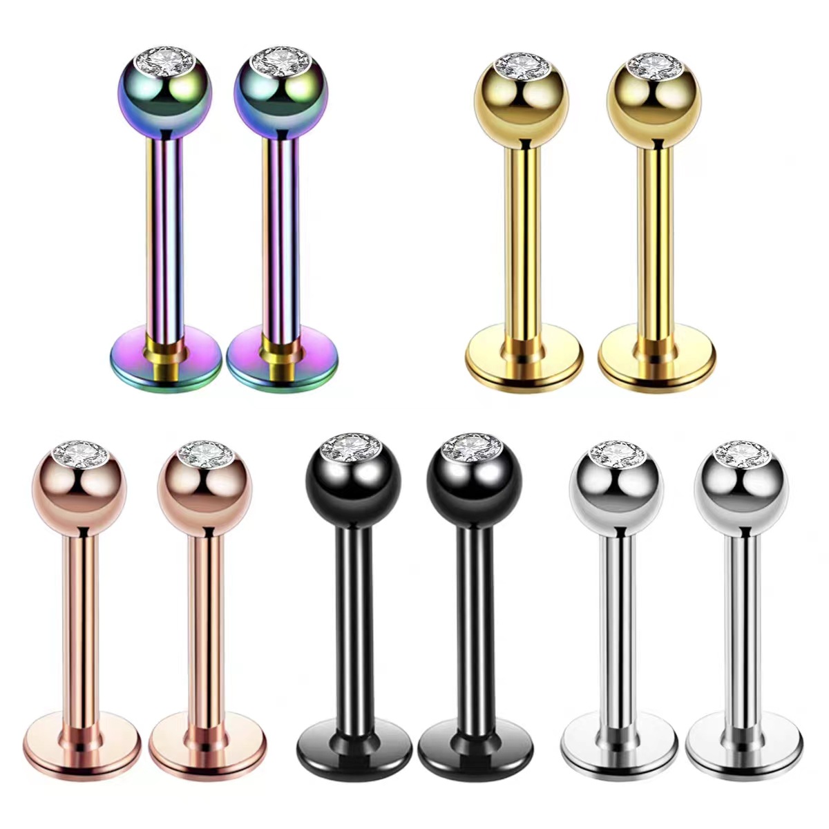 16G Surgical Steel Ball Top CZ - Body Jewelry Ear recensie en prijs