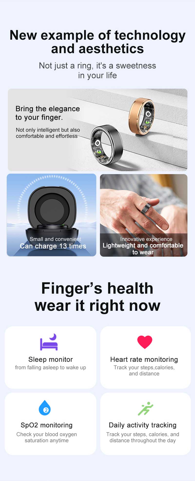 R03 Smart Ring Men Women With  - Daith Heart Ring recensie en prijs