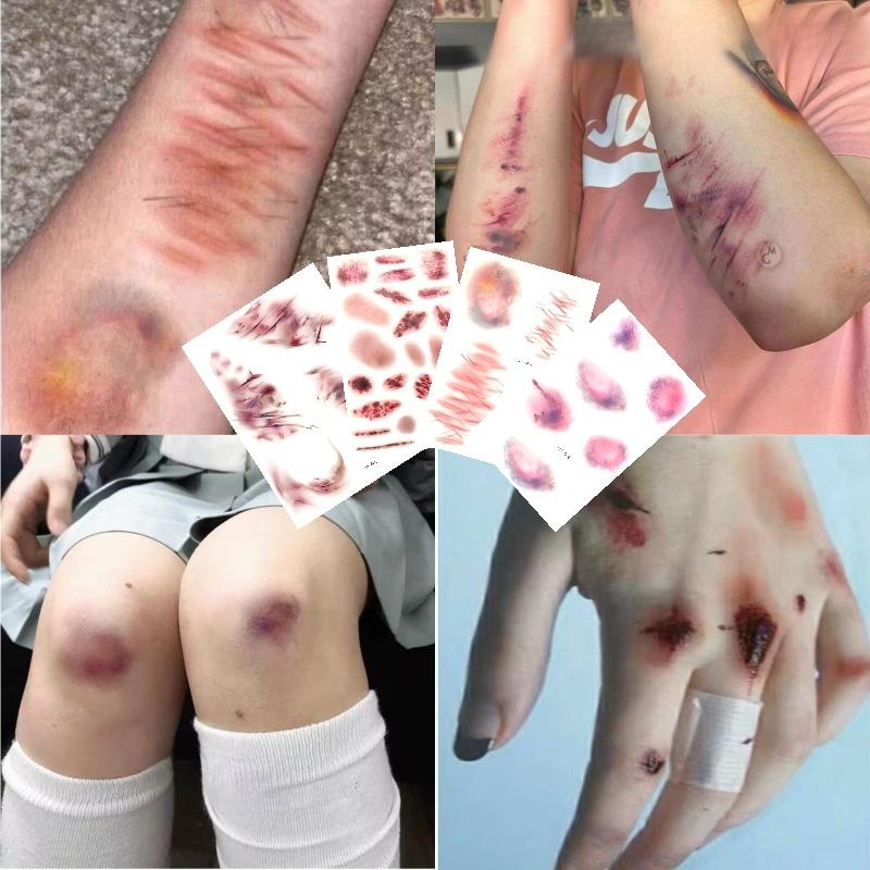 4 Sheets Halloween Wound Bruis - Body Jewelry Tattoo recensie en prijs