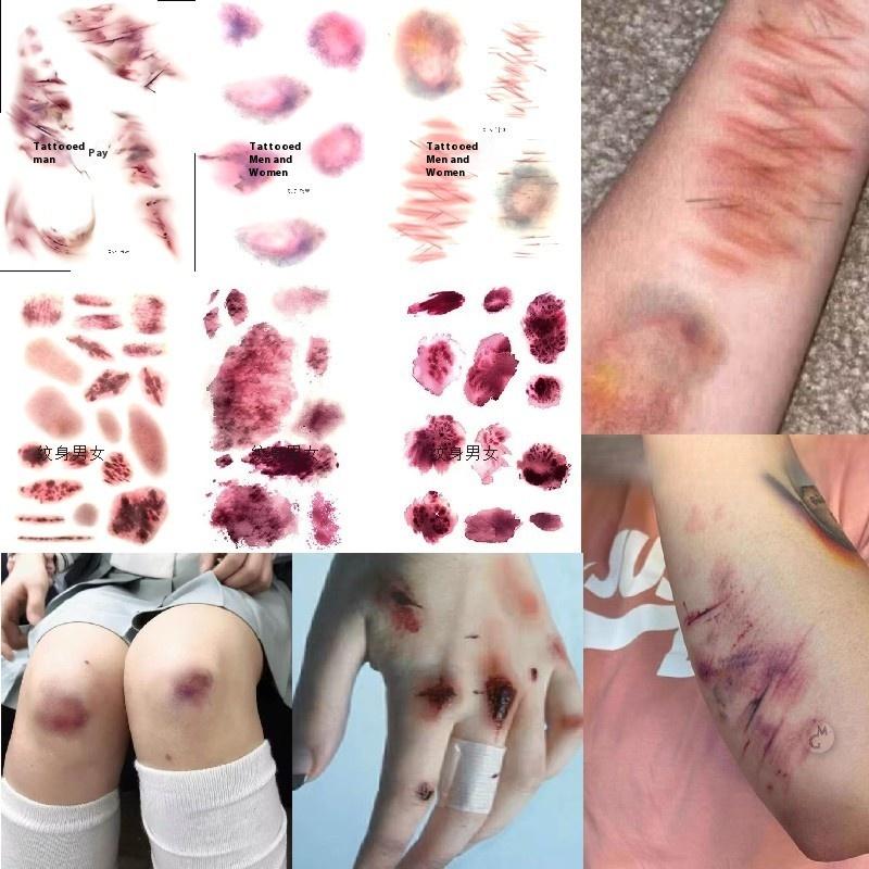 4 Sheets Halloween Wound Bruis - Body Jewelry Tattoo recensie en prijs