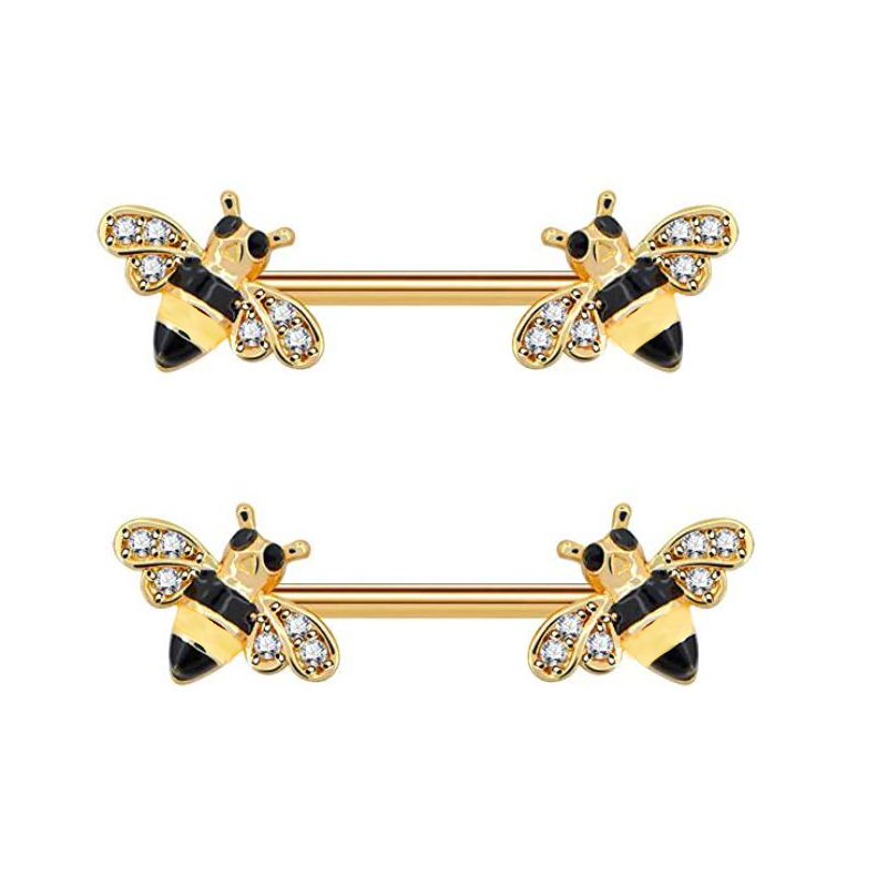 Bee Nipple Barbell 14g Yellow  - Yellow Body Jewelry recensie en prijs
