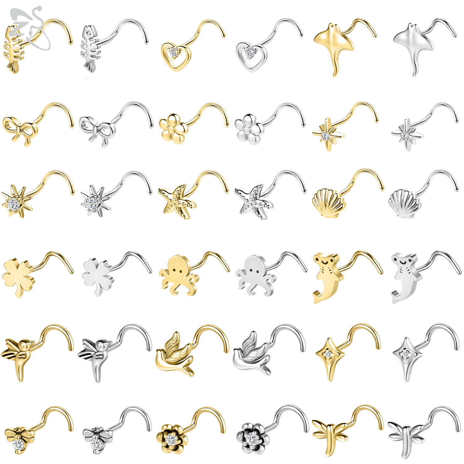 ZS 1PC Gold Color 316L Stainle - Zs Body Jewelry recensie en prijs